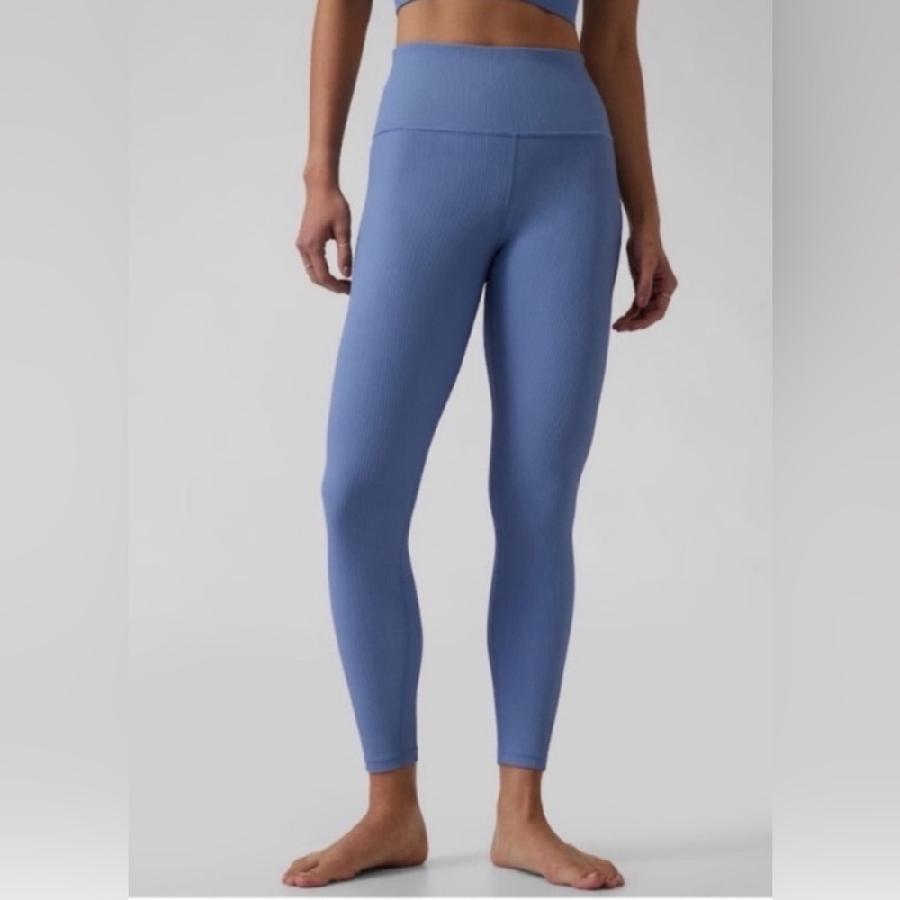 Athleta Elation Rib Tight Leggings Blue